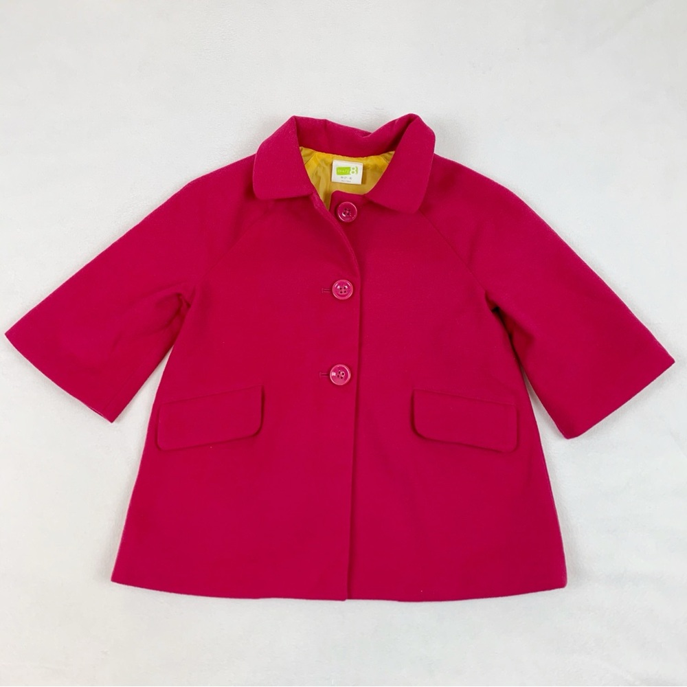 Crazy 8 girl's M(7/8) 3/4 sleeve button front pea coat in hot pink